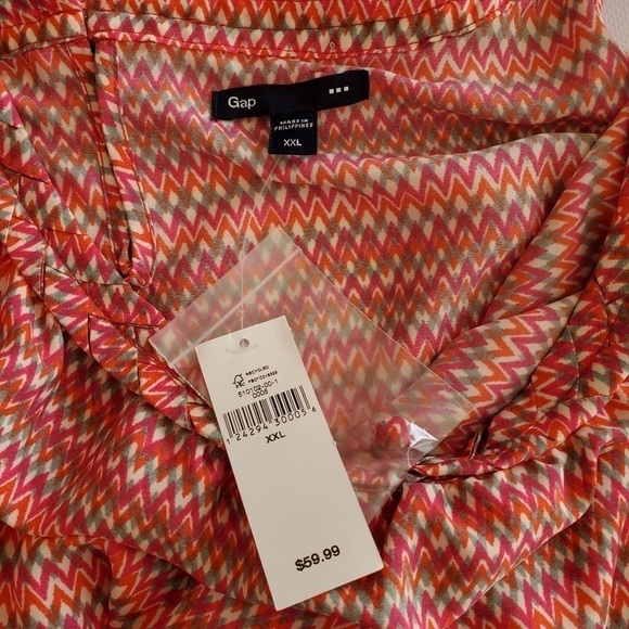 1060 * Gap Dress Zig Zag Pattern Pink Orange Green Size XXL - Picture 3 of 8